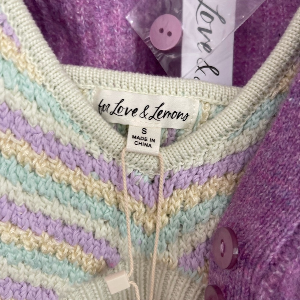 For Love & Lemons Purple Cardigan with Chevron Top - Picture 4 of 5